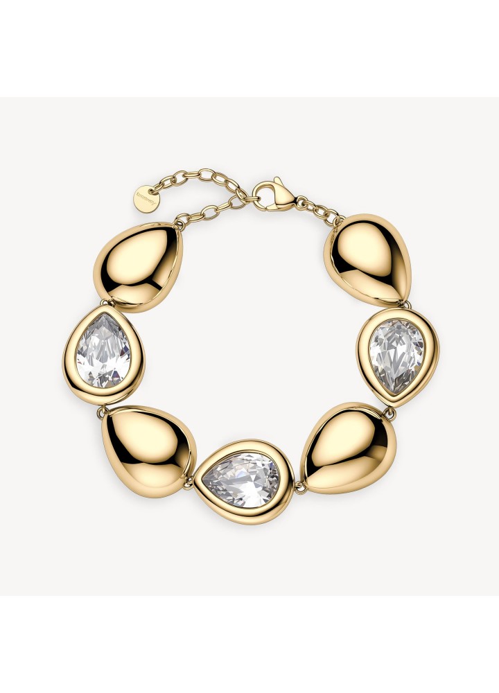 Bracciale Brosway Glow dorato con gocce e zirconi bianchi BGW14