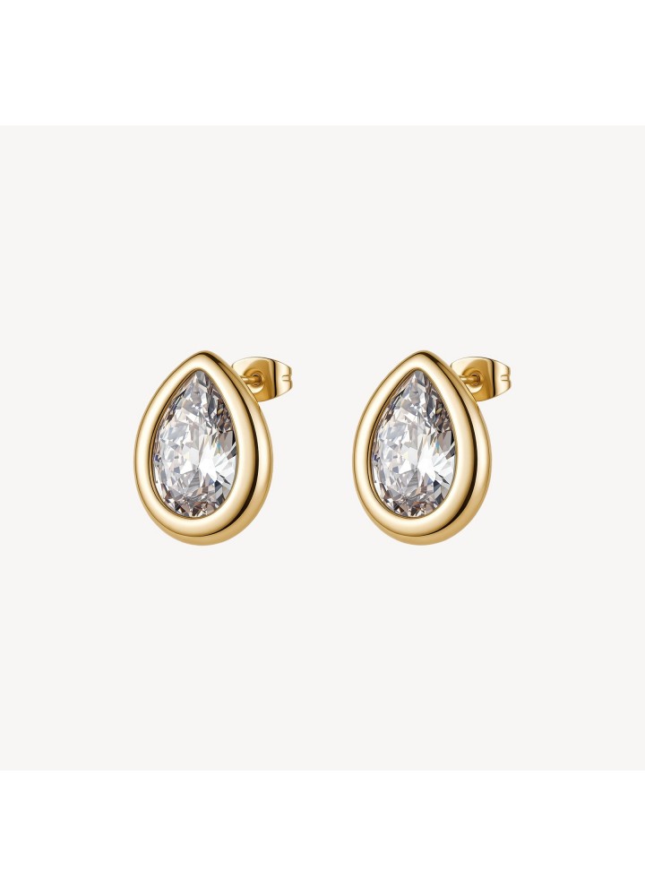 Orecchini a lobo Brosway Glow dorati con gocce e cubic zirconia BGW24 — vista principale
