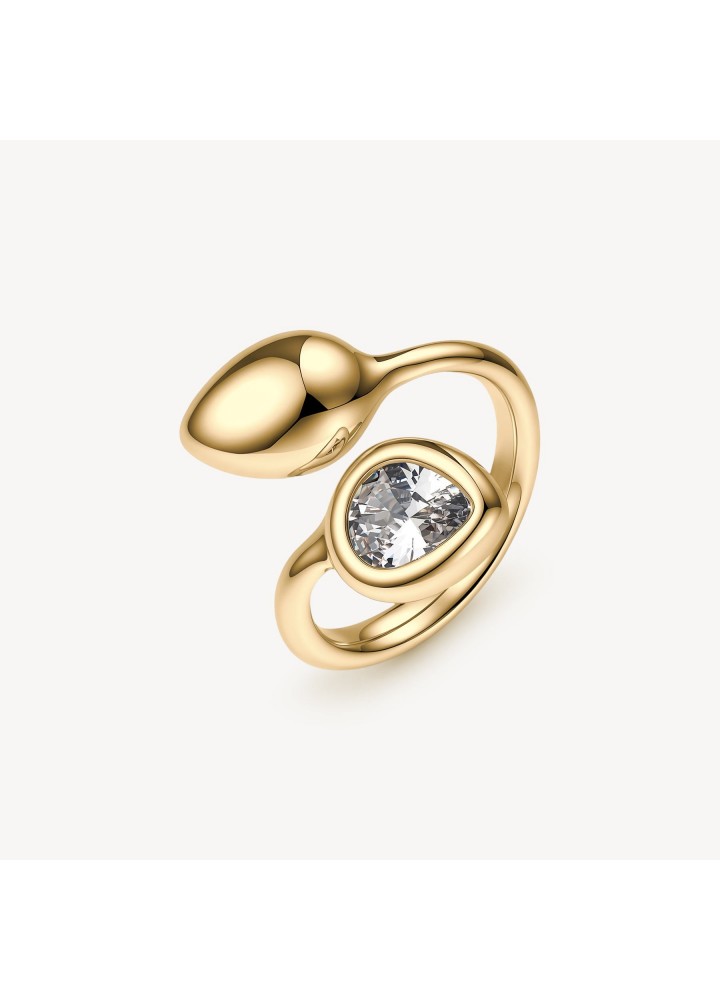 Anello Brosway Glow dorato con zircone a goccia BGW30