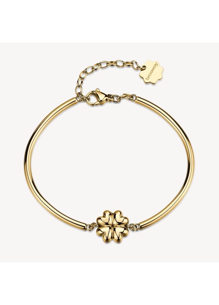 Bracciale semirigido Brosway Chakra dorato con quadrifoglio BHKB307