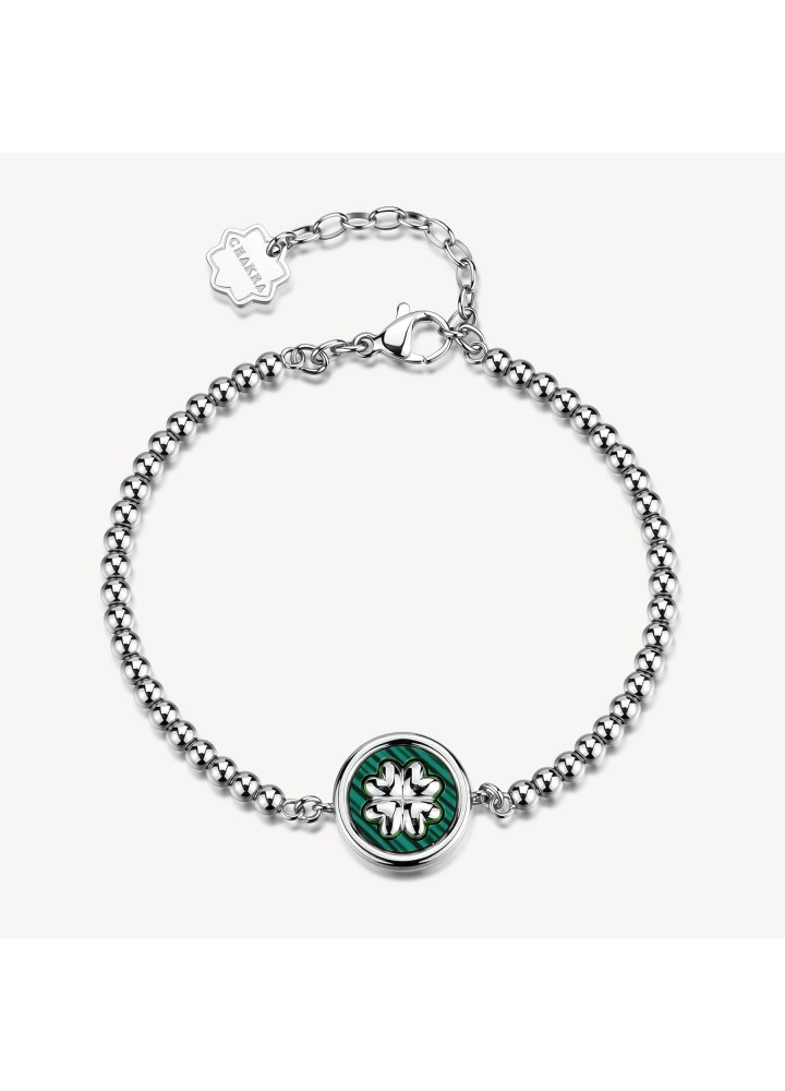 Bracciale Brosway Chakra quadrifoglio e malachite ricostruita BHKB308 - vista del prodotto