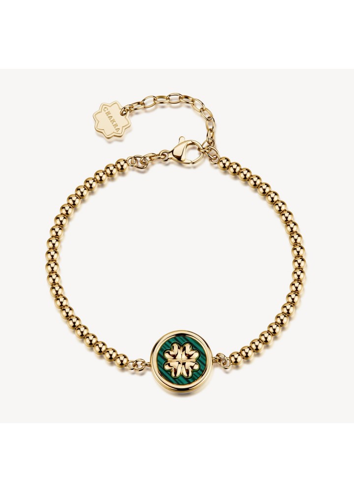 Bracciale Brosway Chakra Fortuna con quadrifoglio e malachite ricostruita BHKB309