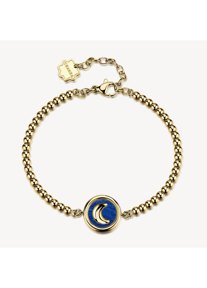 Bracciale Brosway Chakra Protezione dorato con luna e centrale blu BHKB337