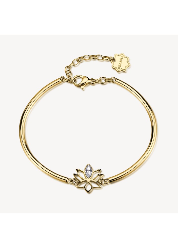 Bracciale semirigido Brosway Chakra dorato con fiore di loto BHKB341