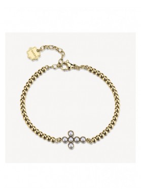 Bracciale Brosway Chakra Protezione dorato con croce e perla BHKB343