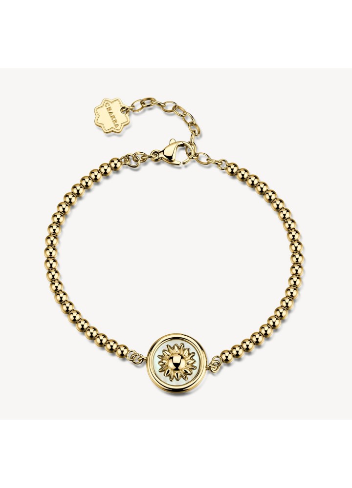 Bracciale semirigido Brosway Chakra dorato con sole e madreperla BHKB354