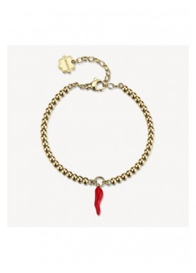 Bracciale Brosway Chakra Fortuna dorato con cornetto rosso BHKB376