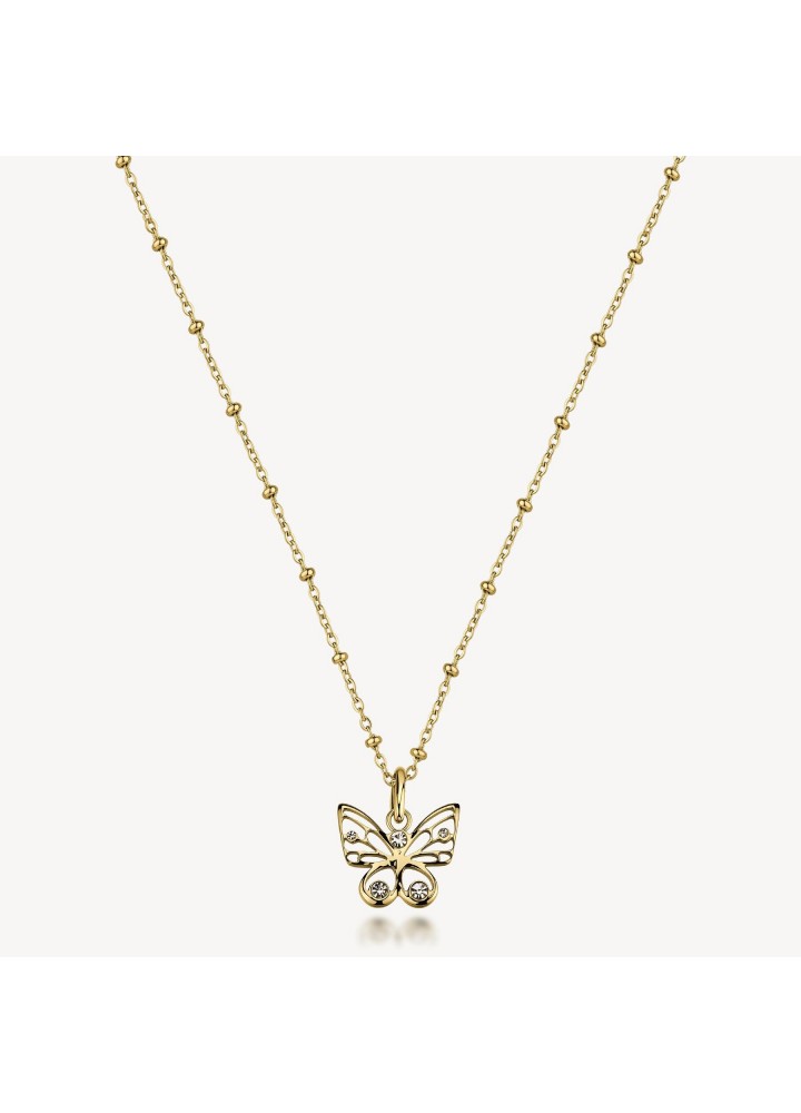 Collana Brosway Chakra Amore dorata con farfalla e cristalli BHKN202
