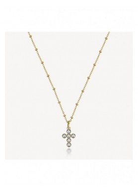 Collana Brosway Chakra Protezione dorata con croce e perle sintetiche BHKN204 — vista principale