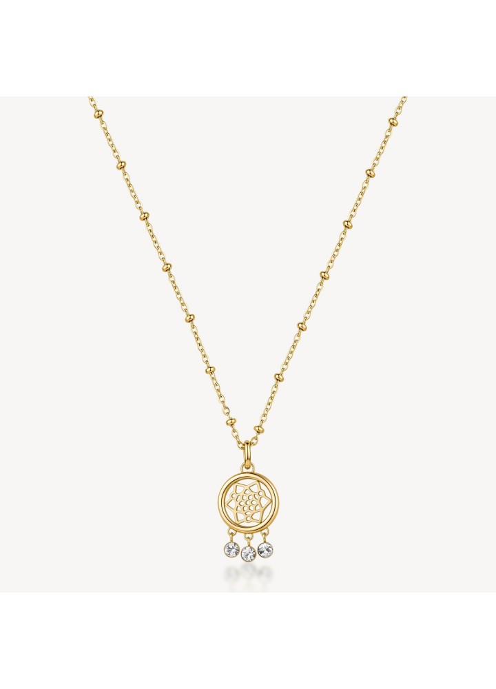 Collana Brosway Chakra dorata con acchiappasogni e cristalli BHKN206