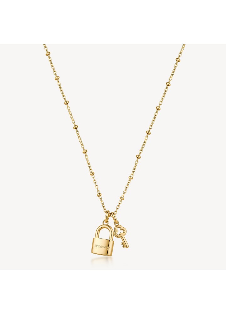 Collana Brosway Chakra Amore dorata con lucchetto e chiave BHKN210