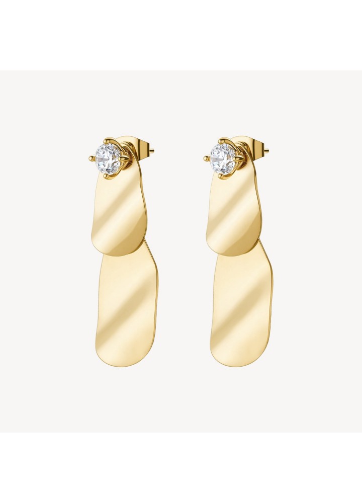 Orecchini pendenti Brosway Bloom dorati con cristallo BOM26