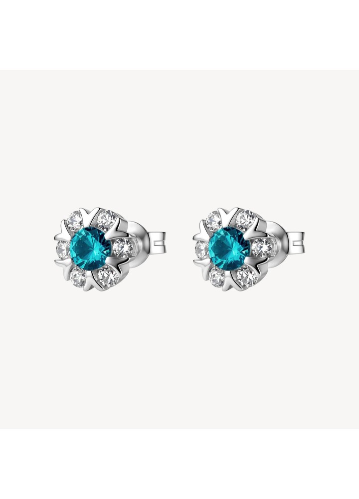 Orecchini Brosway Fancy Aqua Green FAG25 a fiore con zirconi - vista del gioiello
