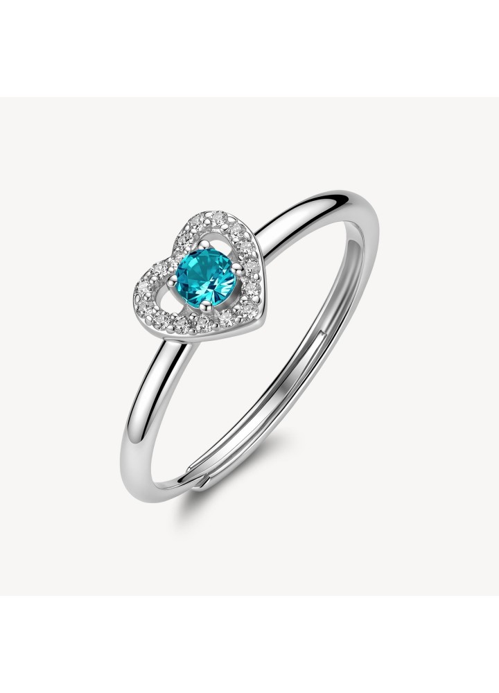 Anello regolabile Brosway Fancy Aqua Green a cuore con zirconi FAG29