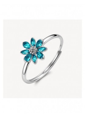 Anello regolabile Brosway Fancy Aqua Green a fiore con cubic zirconia FAG31