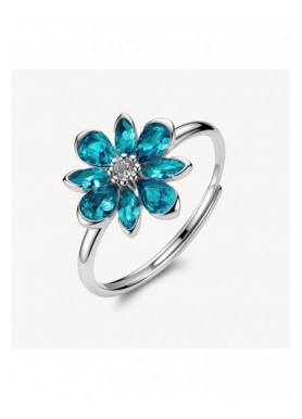 Anello Brosway Fancy Aqua Green FAG32 regolabile a fiore - vista del gioiello