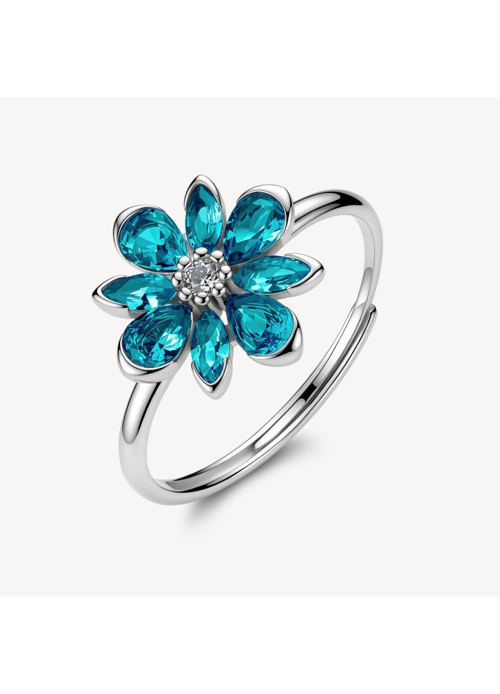 Anello Brosway Fancy Aqua Green FAG32 regolabile a fiore - vista del gioiello