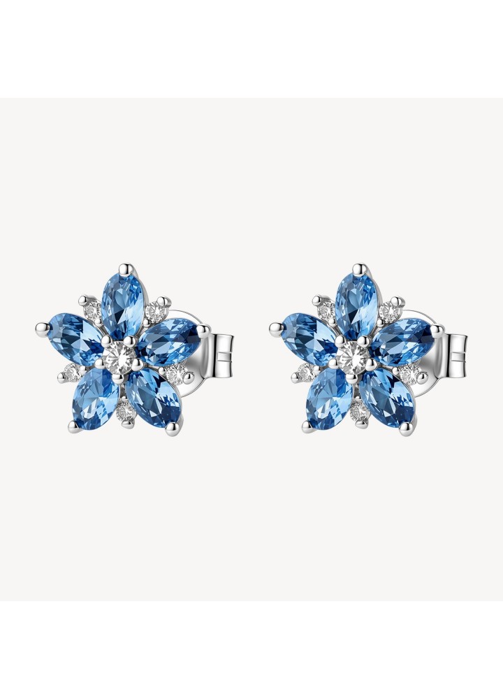 Orecchini a lobo Brosway Fancy Freedom Blue a fiore con zirconi FFB138