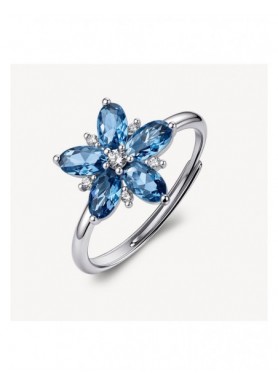 Anello Brosway Fancy Freedom Blue in argento con fiore blu zaffiro FFB142 — vista principale