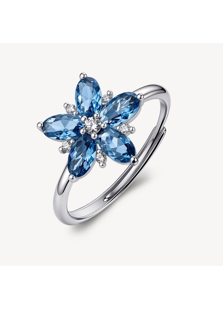 Anello Brosway Fancy Freedom Blue in argento con fiore blu zaffiro FFB142 — vista principale