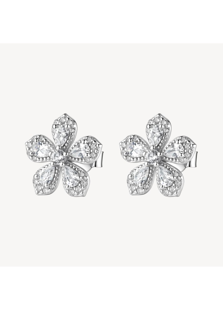 Orecchini a lobo Brosway Fancy Infinite White a fiore con zirconi FIW191