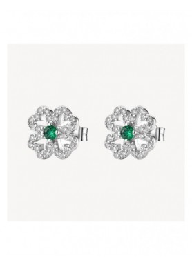 Orecchini a quadrifoglio Brosway Fancy Life Green in argento rodiato FLG154
