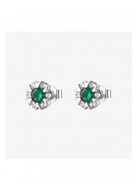 Orecchini Brosway Fancy Life Green FLG155 a fiore con zirconi verdi - vista del gioiello