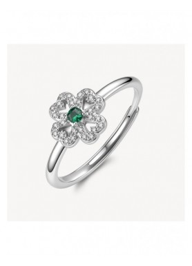 Anello regolabile Brosway Fancy Life Green a quadrifoglio con zirconi FLG158
