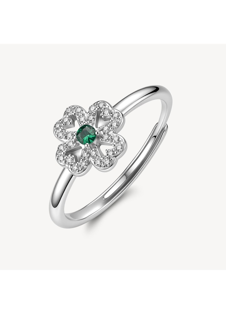 Anello regolabile Brosway Fancy Life Green a quadrifoglio con zirconi FLG158