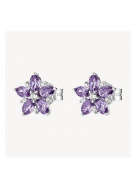 Orecchini a lobo Brosway Fancy Magic Purple a fiore con zirconi FMP136