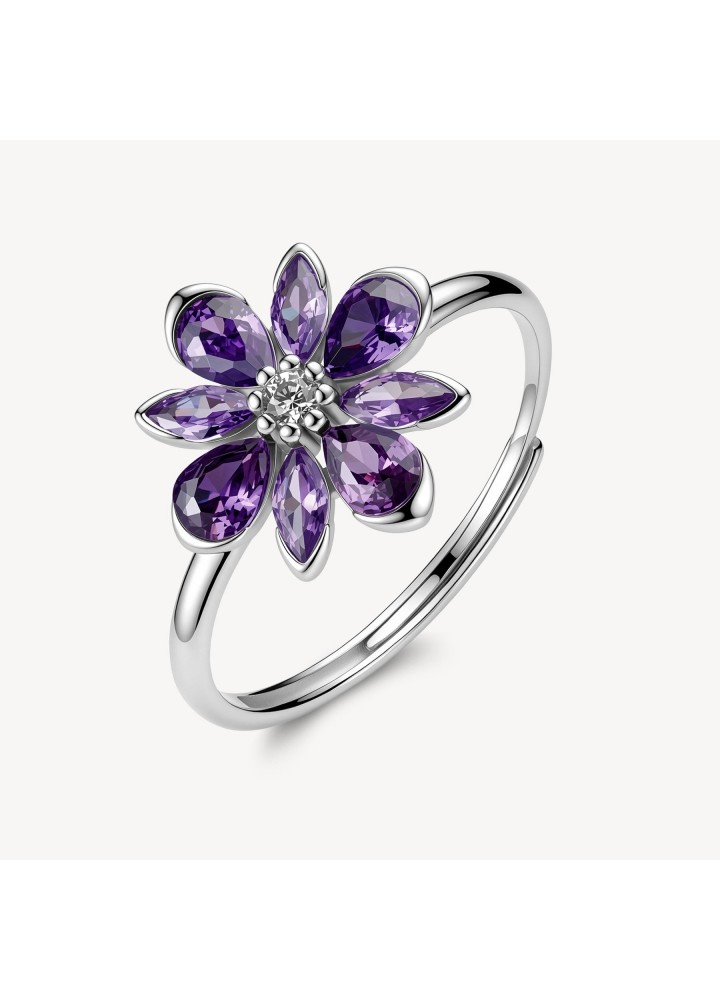 Anello regolabile Brosway Fancy Magic Purple a fiore FMP141