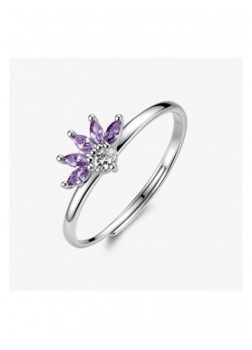 Anello regolabile Brosway Fancy Magic Purple a fiore con zirconi FMP142