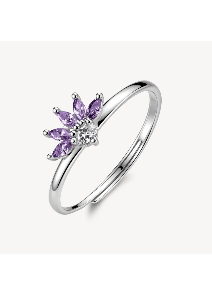 Anello regolabile Brosway Fancy Magic Purple a fiore con zirconi FMP142