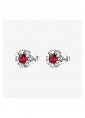 Orecchini Brosway Fancy Passion Ruby FPR146 a fiore con zirconi rossi - vista del gioiello