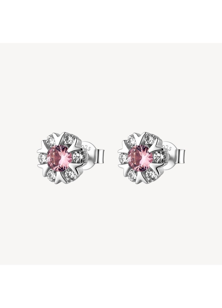Orecchini a lobo Brosway Fancy Tender Pink a fiore con zirconi FTP27