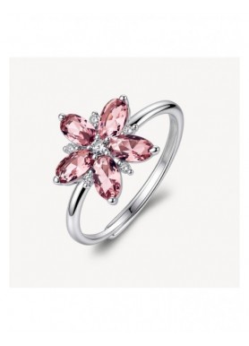 Anello regolabile Brosway Fancy Tender Pink a fiore con zirconi FTP33