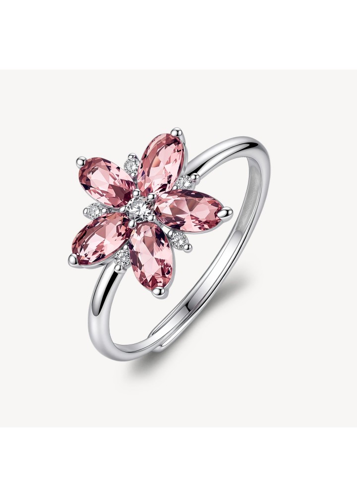 Anello regolabile Brosway Fancy Tender Pink a fiore con zirconi FTP33