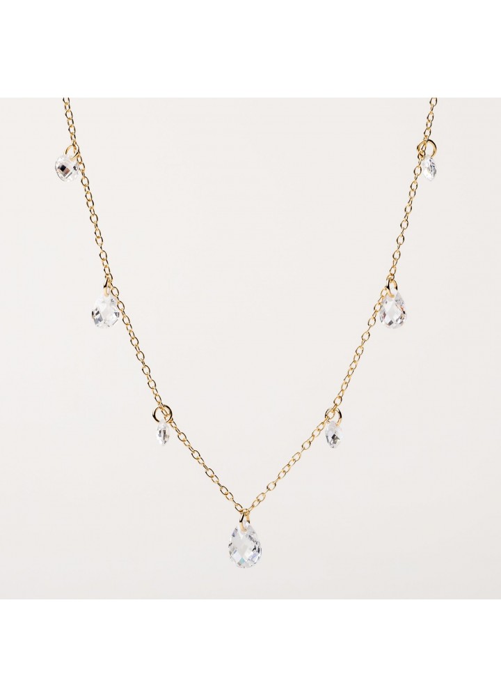 Collana Alisia Clarisse dorata con zirconi tondi e a goccia