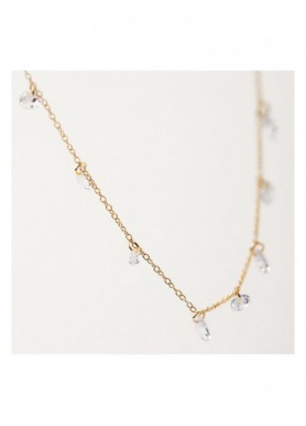 Collana Alisia Clarisse dorata con zirconi tondi e a goccia - vista alternativa e dettagli