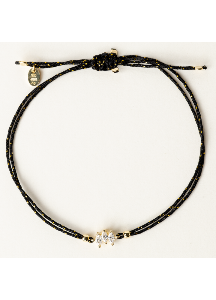 Bracciale Alisia Aether Trio Loom su filo nero con zirconi