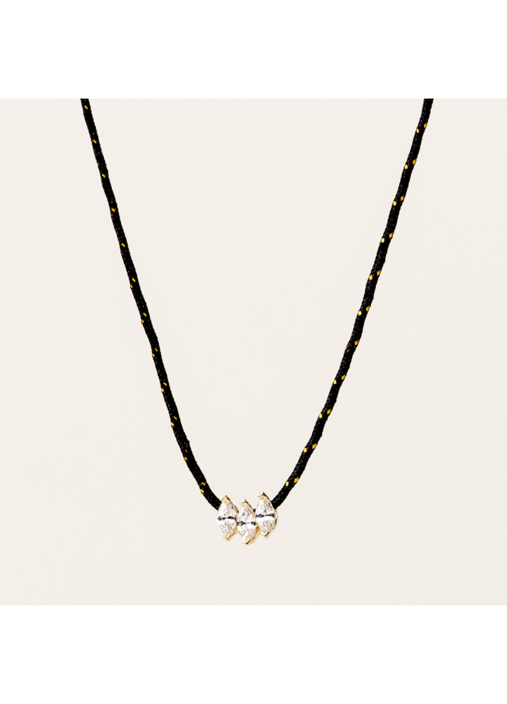 Collana Alisia Aether Trio Loom su filo nero con zirconi