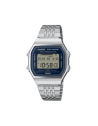 Casio Vintage ABL-100WE-2AEF, vista frontale con quadrante blu navy e bracciale argentato