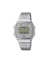 Casio Vintage ABL-100WE-7AEF, vista frontale con quadrante grigio e bracciale argentato