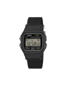 Casio F-91WF-1AEF nero, vista frontale con cinturino in tessuto
