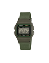 Casio F-91WF-3AEF verde, vista frontale con cinturino in tessuto