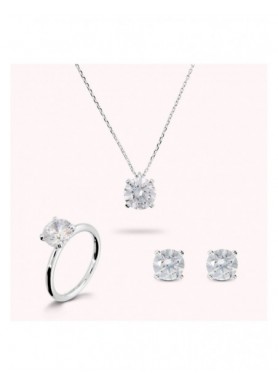 Set Bronzallure con collana, orecchini a lobo e anello solitario