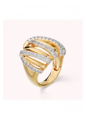 Anello Bronzallure WSBZ02741Y.WR a fascia intrecciata dorata con cubic zirconia